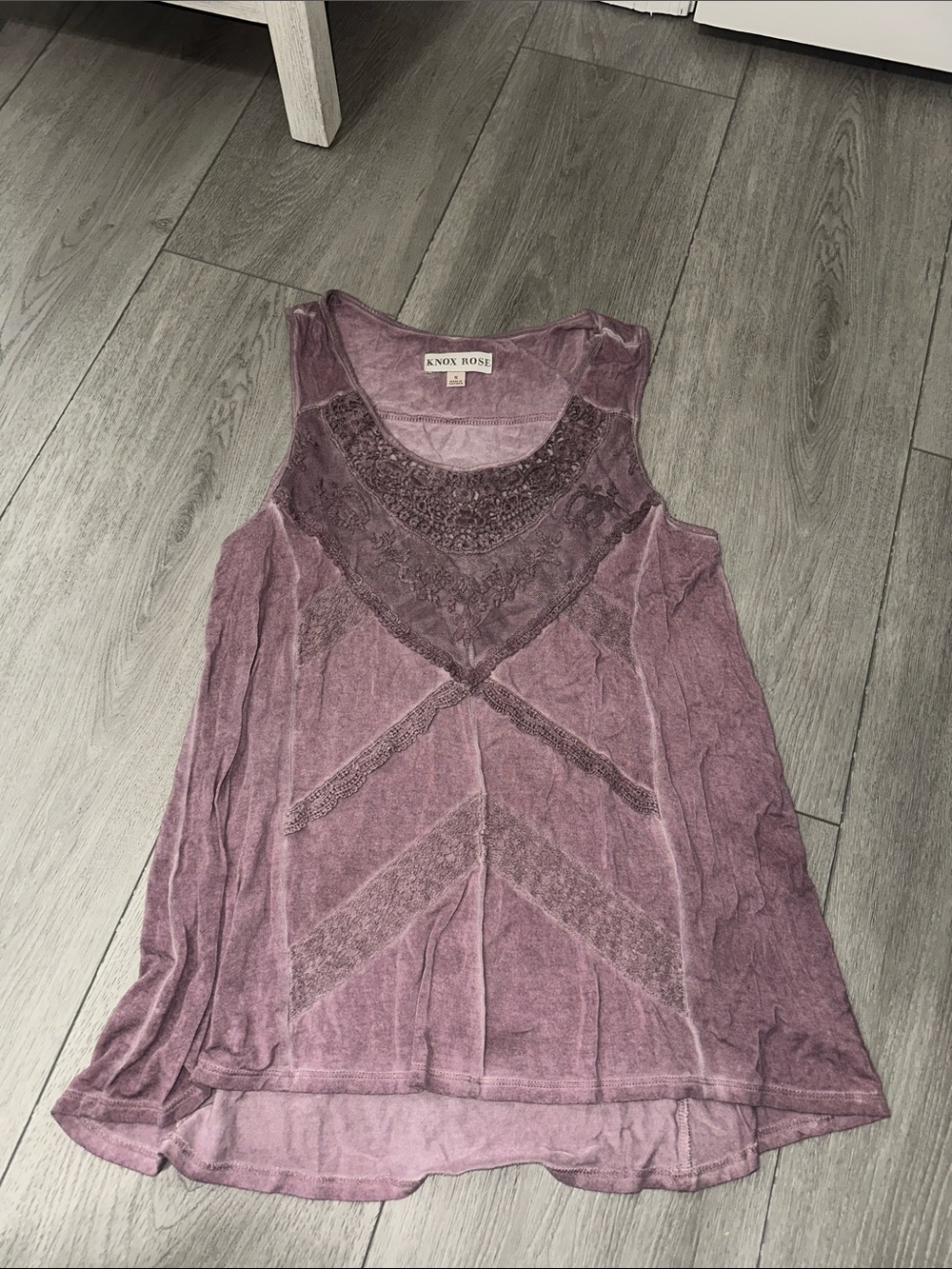 Knox Rose Dusty Mauve Lace-Trim Tank Top size small